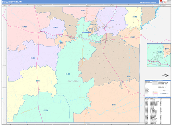 San Juan County, NM Zip Code Map